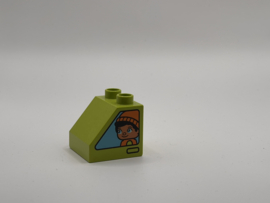 Poppetje creatieve auto’s op schuin blok  limoengroen Duplo