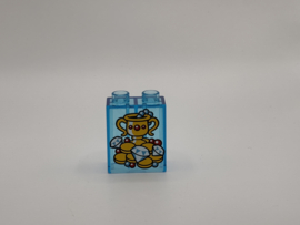 2 nops blok hoog doorzichtig blauw met juwelen  Duplo