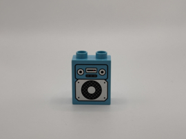 2 nops blok hoog azuurblauw met radio Duplo