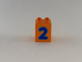 Blok 4 nops hoog oranje getal 2 Duplo