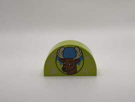 Halfrond blok met hert bosdieren limoengroen Duplo