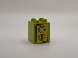 Stoplicht op blok hoog limoengroen Duplo