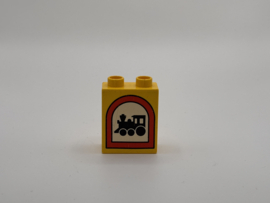 2 nops blok hoog geel trein Duplo