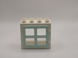 Kozijn wit met raam / deur aquablauw 2x4 Duplo