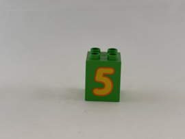 Blok 4 nops hoog felgroen getal 5 Duplo