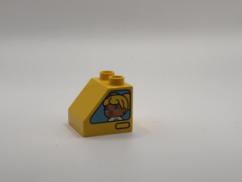 Poppetje creatieve auto’s op schuin blok  geel Duplo