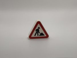 Verkeersbord werk in uitvoering wit Duplo