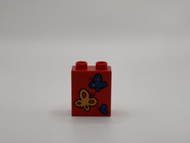 2 nops blok hoog rood vlinders Duplo