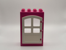 Kozijn donker roze met deur rond wit  Duplo