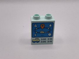 2 nops blok hoog licht aqua trein perronbord Duplo