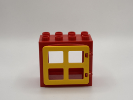 Kozijn rood met raam / deur geel 2x4 Duplo