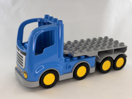 Vrachtwagen met aanhanger blauw grijs Duplo