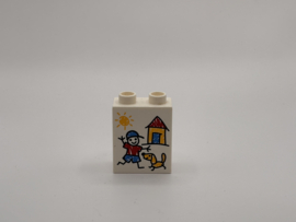 2 nops blok hoog wit tekening Duplo