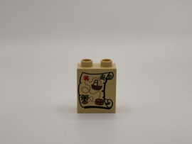 2 nops blok hoog zandkleurig schatkaart Duplo