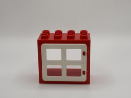 Kozijn rood met raam / deur wit 2x4 Duplo