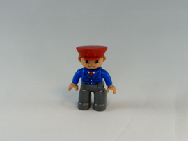 Machinist / buschauffeur grijs met blauwe pak en rode pet  Duplo