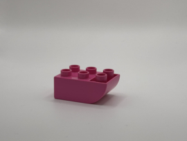 Blok 2x3 met omgekeerde helling donker roze Duplo