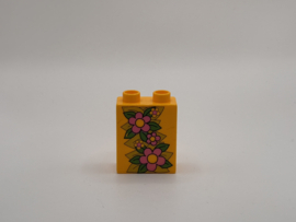 2 nops blok hoog helder lichtoranje  bloemen Duplo