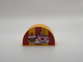 Halfrond blok koffiecorner / koffie met muffin helder licht oranje Duplo