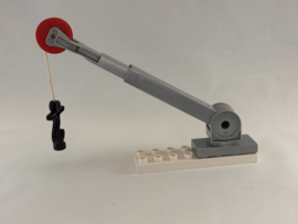 Hijskraan met katrol en haak grijs rood Duplo
