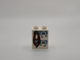 2 nops blok hoog wit hoefijzer en hoofdstel Duplo