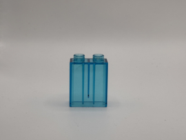 2 nops blok hoog doorzichtig blauw Duplo