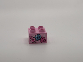 Schelp op blok  roze Duplo