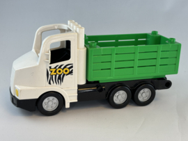 Zoo truck  / dieren transport / safaritruck wit met groen Duplo