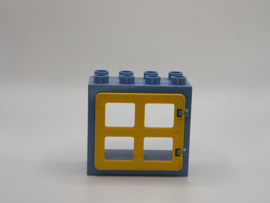 Kozijn medium blauw met raam / deur geel  2x4 Duplo