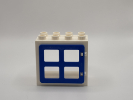 Kozijn wit met raam / deur blauw 2x4 Duplo