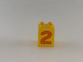 Blok 4 nops hoog geel getal 2 Duplo
