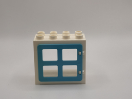 Kozijn wit met raam / deur azuurblauw 2x4 Duplo
