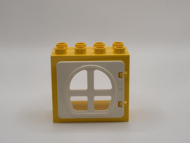 Kozijn geel met ovale raam / deur wit 2x4 Duplo