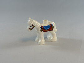 Paard / pony wit met zadel Duplo
