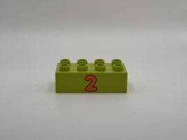 Cijfer 2 op blok limoengroen Duplo