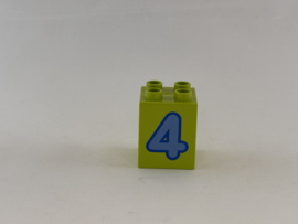 Blok 4 nops hoog limoengroen getal 4 Duplo