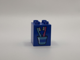 Tandenborstels op blok hoog blauw Duplo