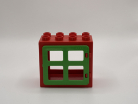 Kozijn rood  met ongelijk raam / deur  maten groen 2x4 Duplo