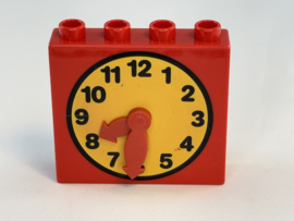 Klok met beweegbare wijzers rood Duplo