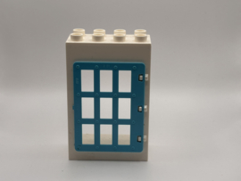Kozijn wit  met tralies azuurblauw Duplo