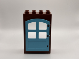Kozijn bruin met deur  azuurblauw Duplo