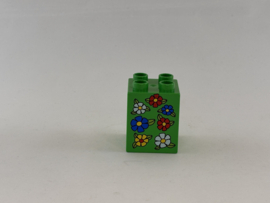 Blok 4 nops hoog felgroen 7 bloemen Duplo