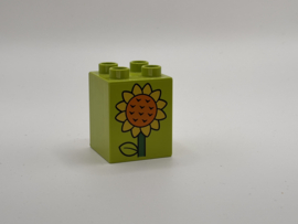 Zonnebloem op blok hoog limoengroen Duplo