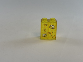 2 nops blok hoog doorzichtig bijen Duplo