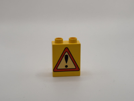 2 nops blok hoog geel verkeersbord let op  Duplo