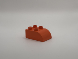 4 nops blok met afgeronde hoek donker oranje Duplo