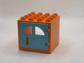 Kozijn oranje met deur / raam azuurblauwe 4x4 Duplo