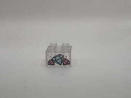 Blok 4 nops doorzichtig met diamanten Duplo