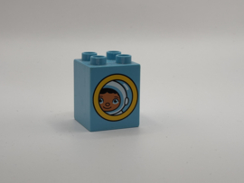 Astronaut op blok hoog medium azuurblauw Duplo