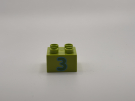 Cijfer 3 op blok limoengroen  Duplo